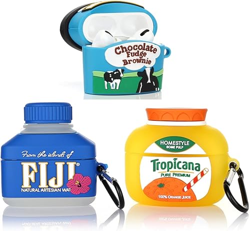 Paquete de 3 fundas para Airpods Pro, BGAANM de silicona de dibujos animados, funda protectora con bonito diseño de piel divertida, con llavero