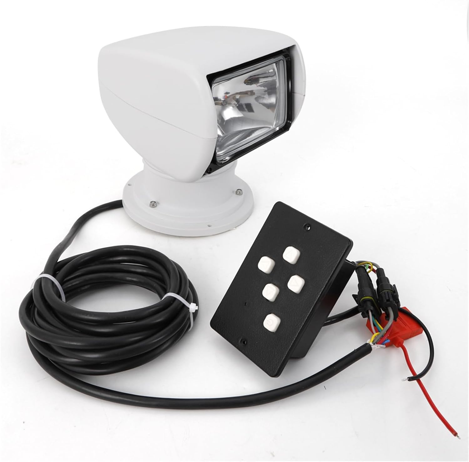 Search Light, Marine Spotlight 100W 12V Boat Remote Control Spot Light for Truck Fishing Boat Car 360° Rotating Portable Halogen Searchlight Luminous Flux 2500LM