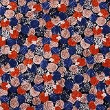 Rancheng 50cmx142cm Coton Tissu Imprimé Hérisson Tissus au Metres Matériel Couture pour Robe Vêtements Patchwork Bricolage Artisanats tissu a coudre DIY Nappes Bleu marin