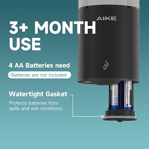 Miniatura 3 de AIKE Dispensador automático de jabón líquido para montaje en pared para el hogar y el baño comercial, 13.5 onzas, IPX7, impermeable, acero