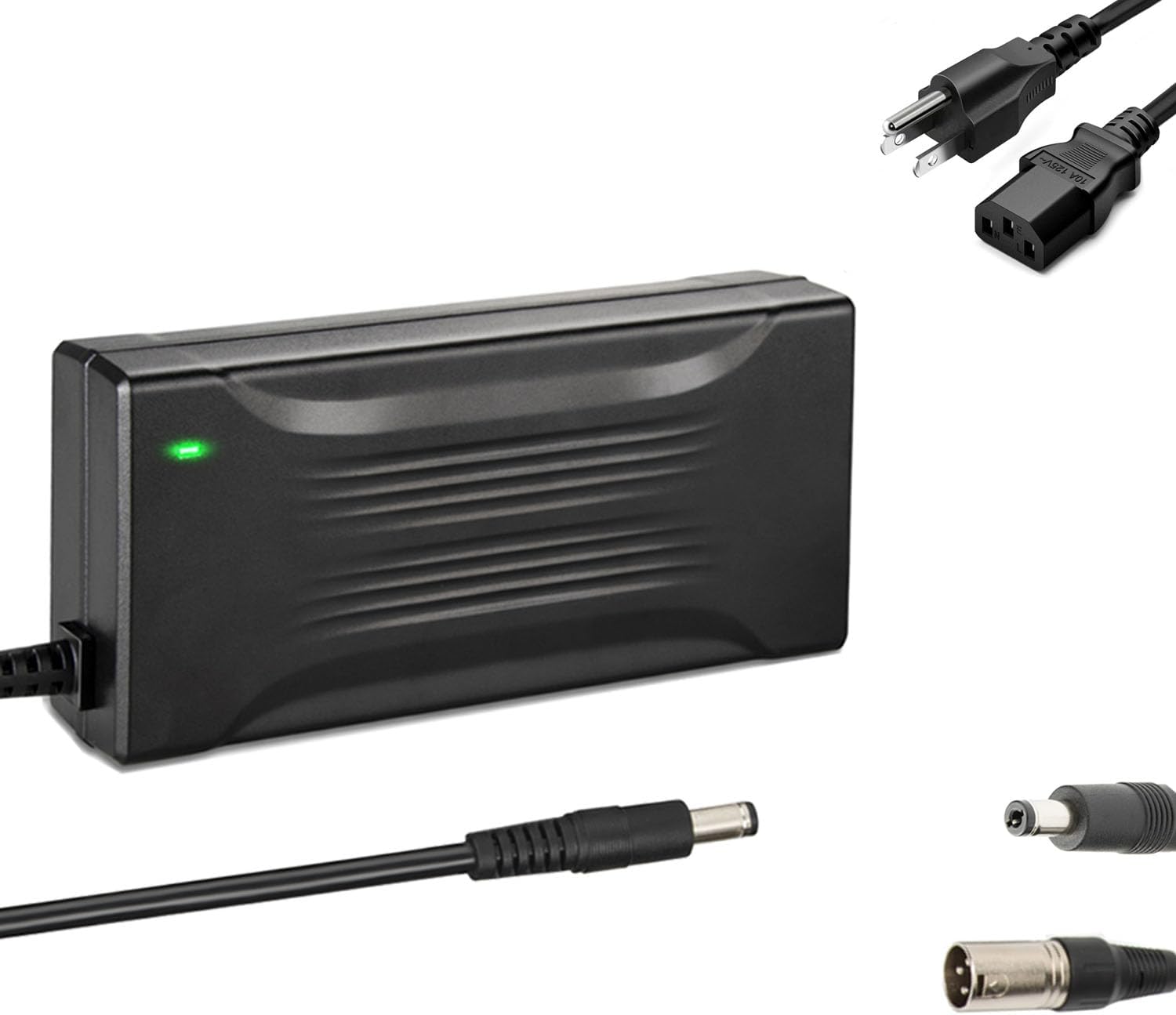54.6V 3 amp Battery Chargers for 48V Battery Pack with 3 Pin XLR Cannon Connector DC 2.1mm 2.5mm Male Barrel Jack Plug