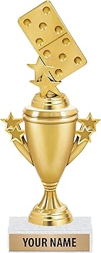 Dominoes Trophies Set Of 6 - Gold Domino Awards With Personalized Engraving