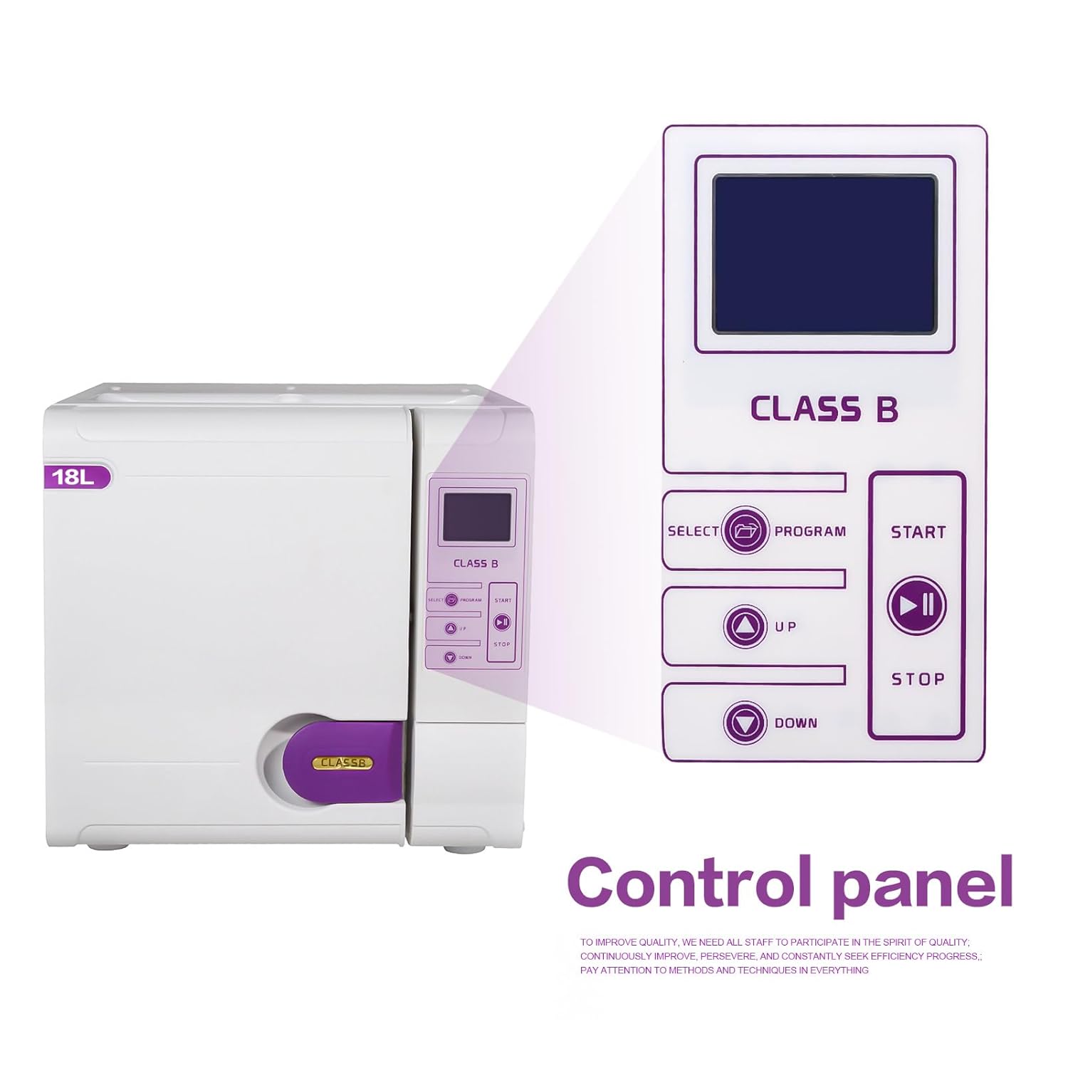 18L Steam Sterilizer Class B Full-Automatic Autoclave 3 Times Pre-Vacuum LCD Screen Vacuum Drying Cycle Benchtop Type JQ-18 Multi-Language