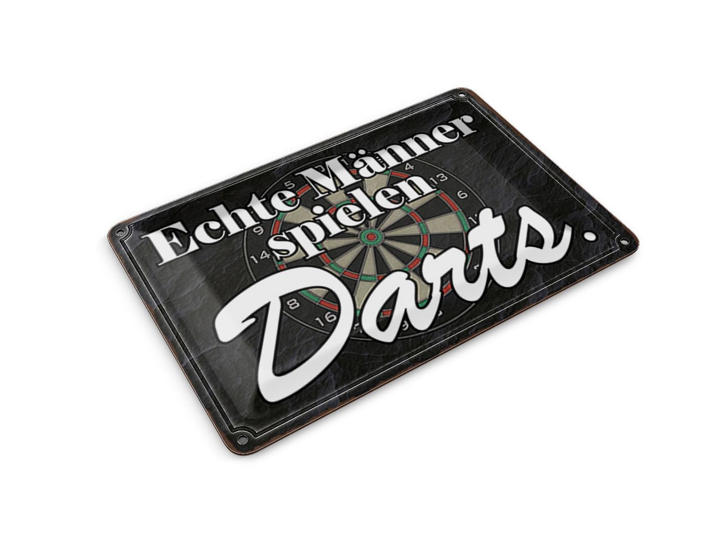 Femer Men's Multicoloured Tin Postcard Saying 14 X 10 Cm Real Playing Darts Decorative Sign
