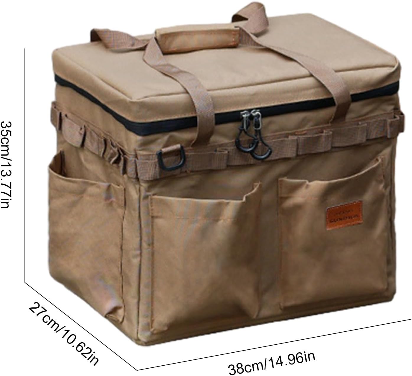 DUDOK Camp Storage Sack, Waterproof Camping Gear Organizer, Camping Storage Bag with Handles, Outdoor Zippered Tarp Bag, Large Square Picnic Tote Bag, Tableware Storage Bags for Pot Pan Set Storage