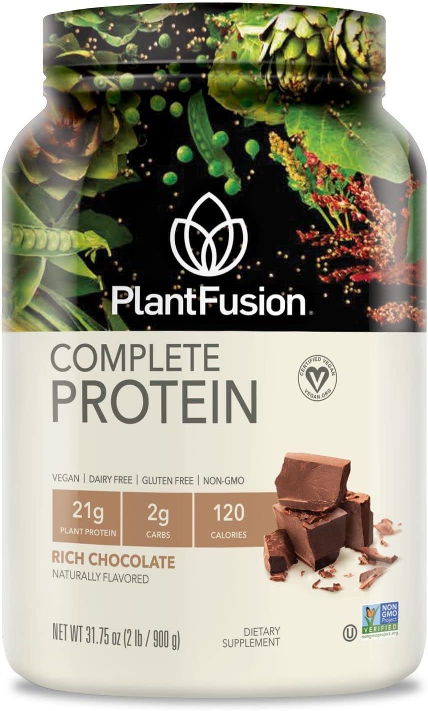 Complete Vegan Protein Powder - Plant Based With BCAAs, Digestive Enzymes and Pea Protein - Keto, Gluten Free, Soy Free, Non-Dairy, No Sugar, Non-GMO - Chocolate 2 lb