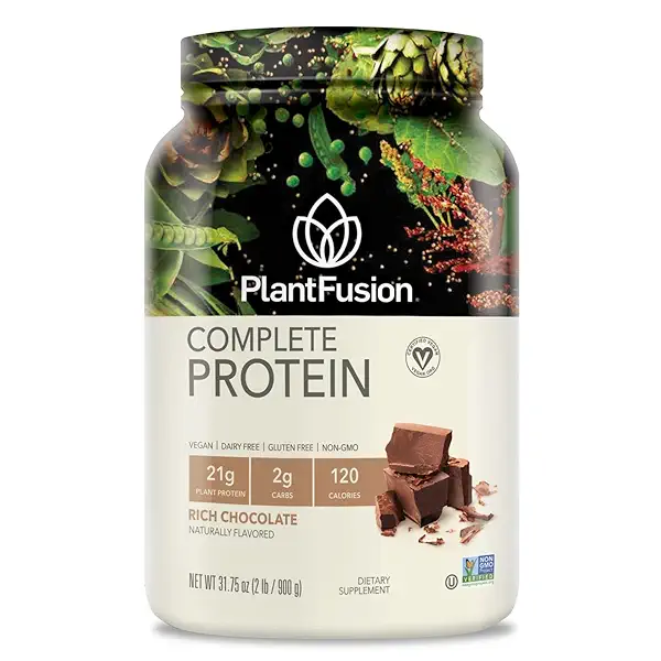 PlantFusion Complete Vegan Protein Powder - Plant Based With BCAAs, Digestive Enzymes and Pea Protein - Keto, Gluten Free, Soy Free, Non-Dairy, No Sugar, Non-GMO - Chocolate 2 lb 1