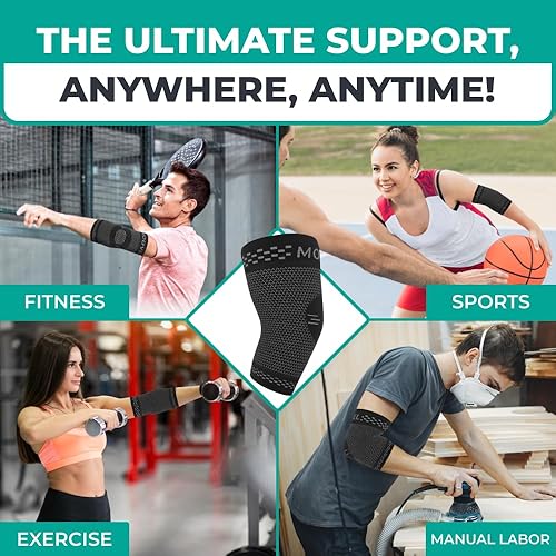 Miniatura 3 de Modvel Paquete de 2 coderas, manga de compresión para aliviar el dolor en las articulaciones, recuperación, tendinitis, codo de tenis y golfista,