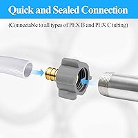 Vista 4 de WiseWater Juego de 4 adaptadores giratorios PEX de 1/2" x 1/2" FNPT para agua potable, accesorios de latón DZR sin plomo con anillos de crimpado