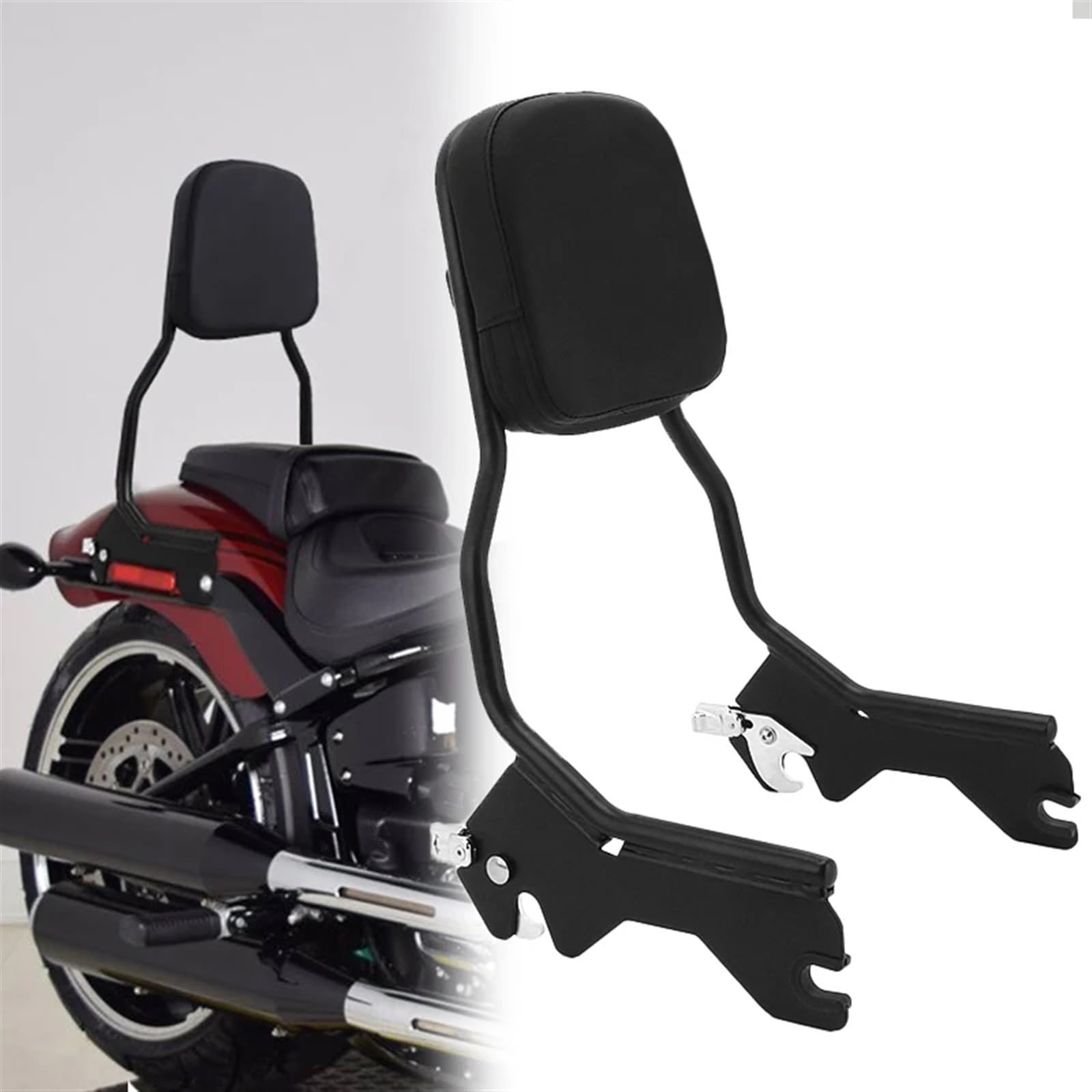 Appui-dos passager moto sissy bar noir pour Harley Softail 2018-2022