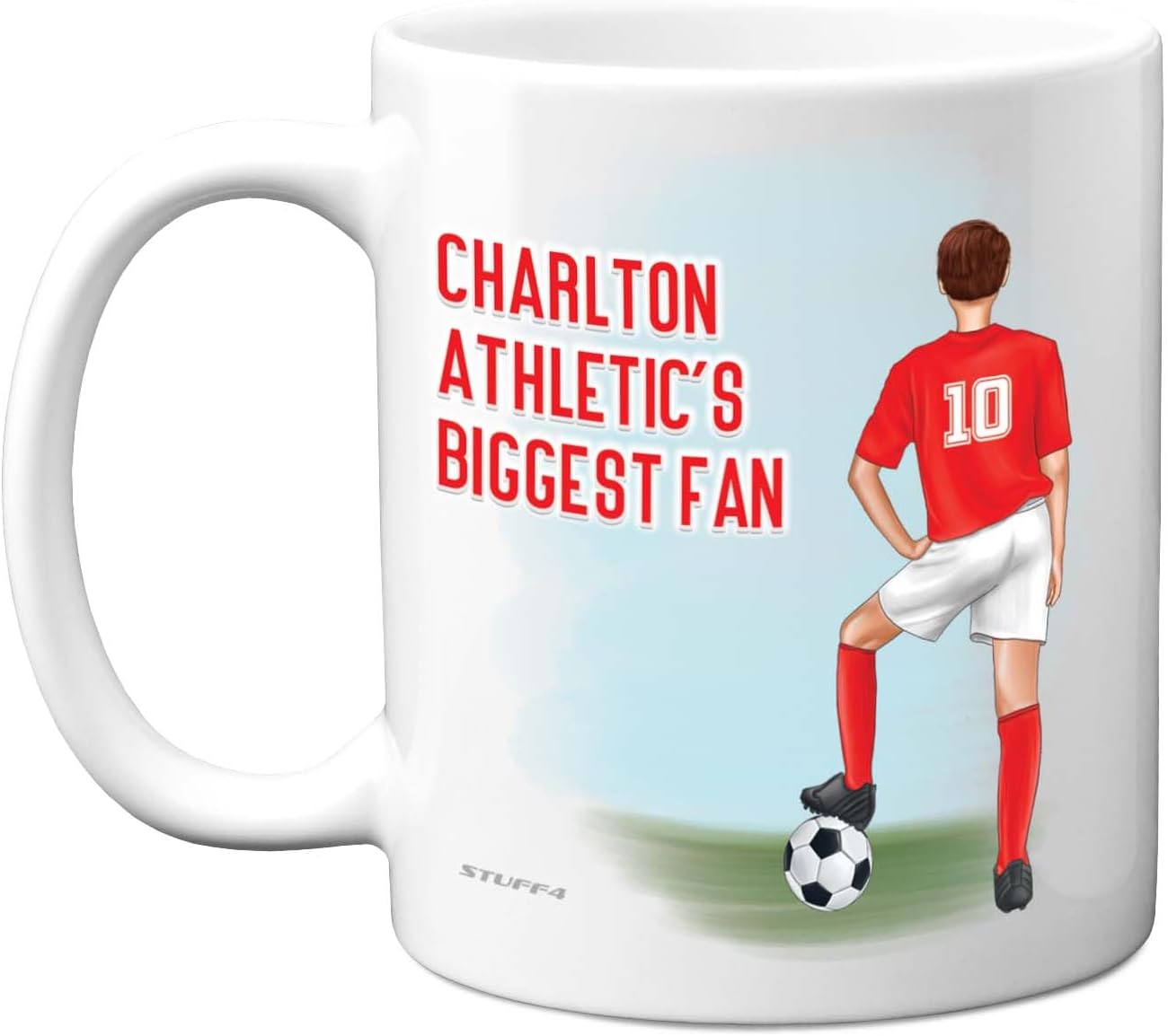 Football Mug Gift for Charlton Fans - Footy Biggest Fan - Happy Birthday Mugs Present Gifts for Son Dad Brother Uncle Colleague Friend Cousin, 11oz Ceramic Dishwasher Safe Coffee Tea Cup