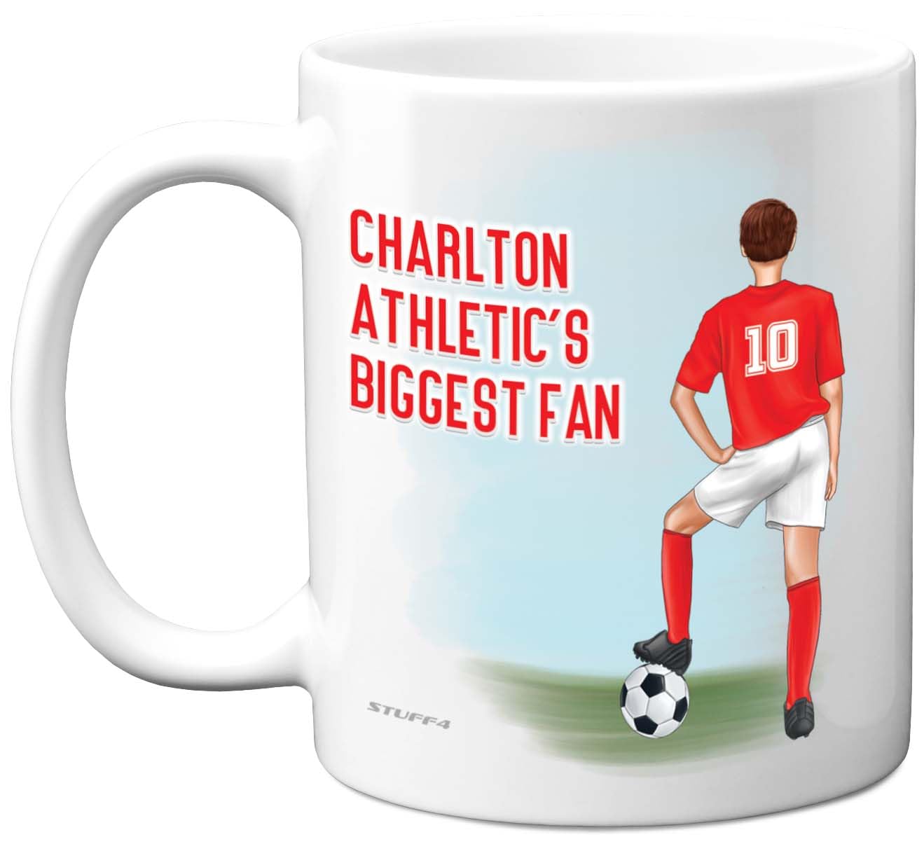 Football Mug Gift for Charlton Fans - Footy Biggest Fan - Happy Birthday Mugs Present Gifts for Son Dad Brother Uncle Colleague Friend Cousin, 11oz Ceramic Dishwasher Safe Coffee Tea Cup
