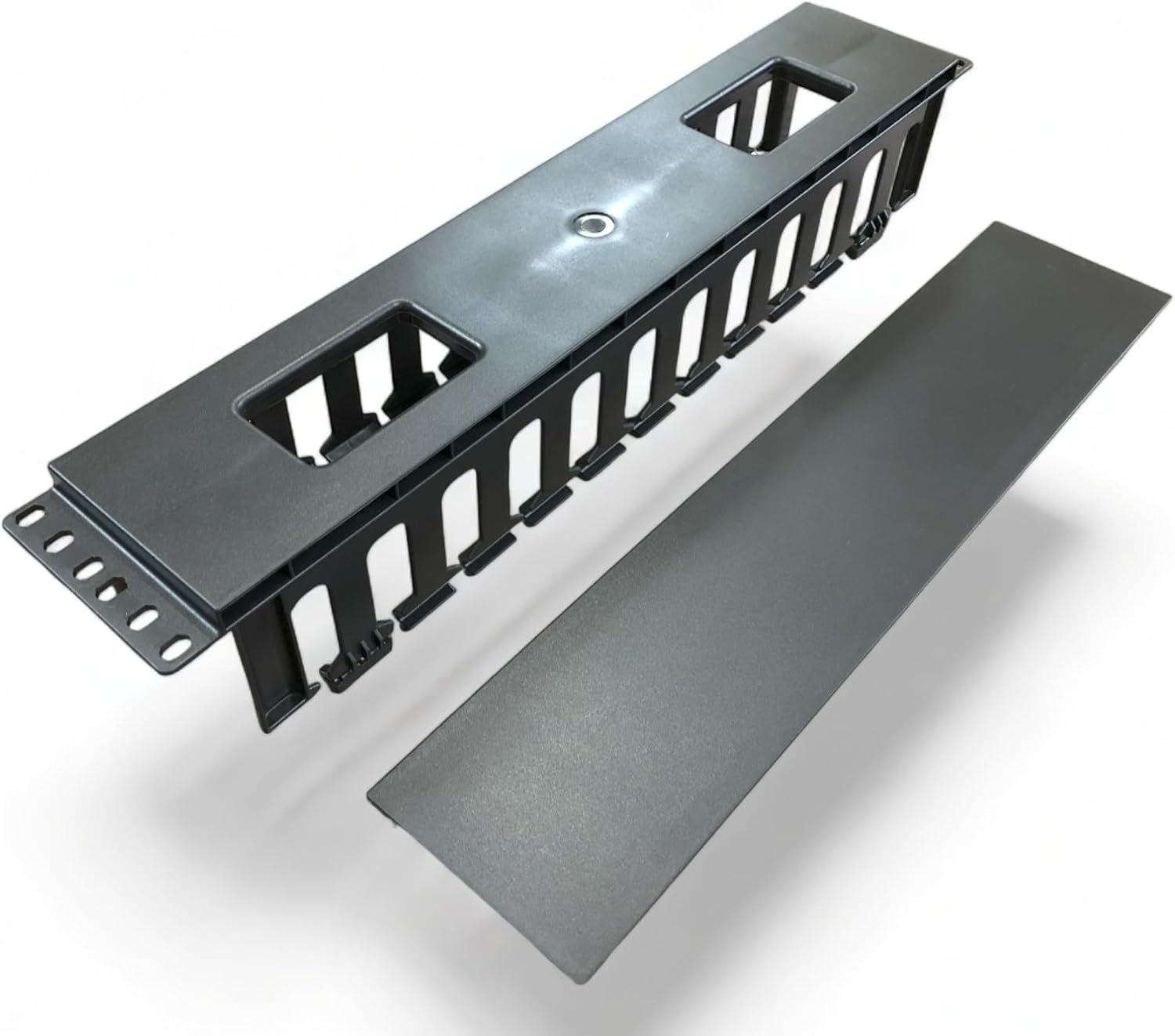 2U Black Horizontal Cable Management 12 Slot (Plastic)