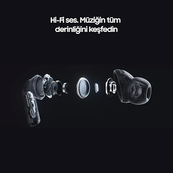 Samsung Galaxy Buds4 Pro Bluetooth Kulaklık, Siyah, Metal Gövde, 2 Yollu Hoparlör & Çift Amplifikatör, Geliştirilmiş ANC, Adaptif Gürültü Kontrolü