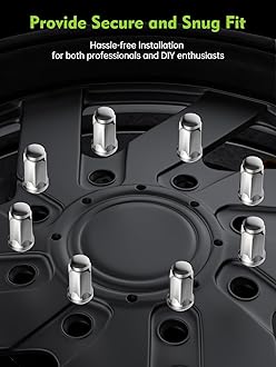 M14x1.5 Lug Nuts - Replacement for Chevrolet Silverado, GMC Sierra 2500 3500 HD, Ford F250 F350, Ram 2500 3500 Aftermarket Wheel 32 PCs Chrome Closed End Bulge Acorn Skinny Long Lug Nuts