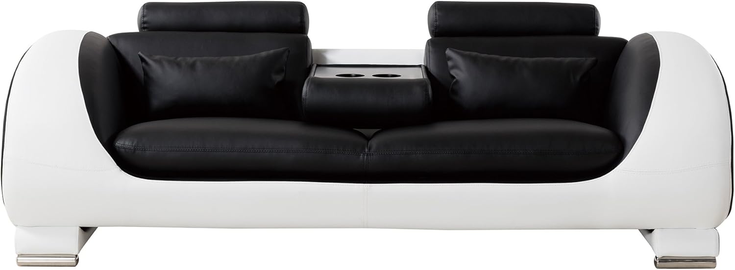 American Eagle Furniture Mid Century Modern Two Tone Upholstered Living Room Sofa, 82", Brown and Cream