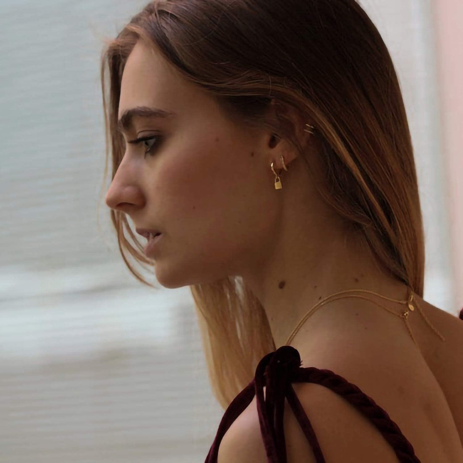 MYEARS Women Earrings Gold Huggie Hoop Dangle Drop 14K Gold Plated Small Simple Hypoallergenic Everyday Jewelry - Image 3