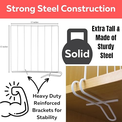 Miniatura 3 de Evelots Separadores de estantes para estante de madera con ganchos extraíbles pendientes de patente, paquete de 6 organizadores de armario y
