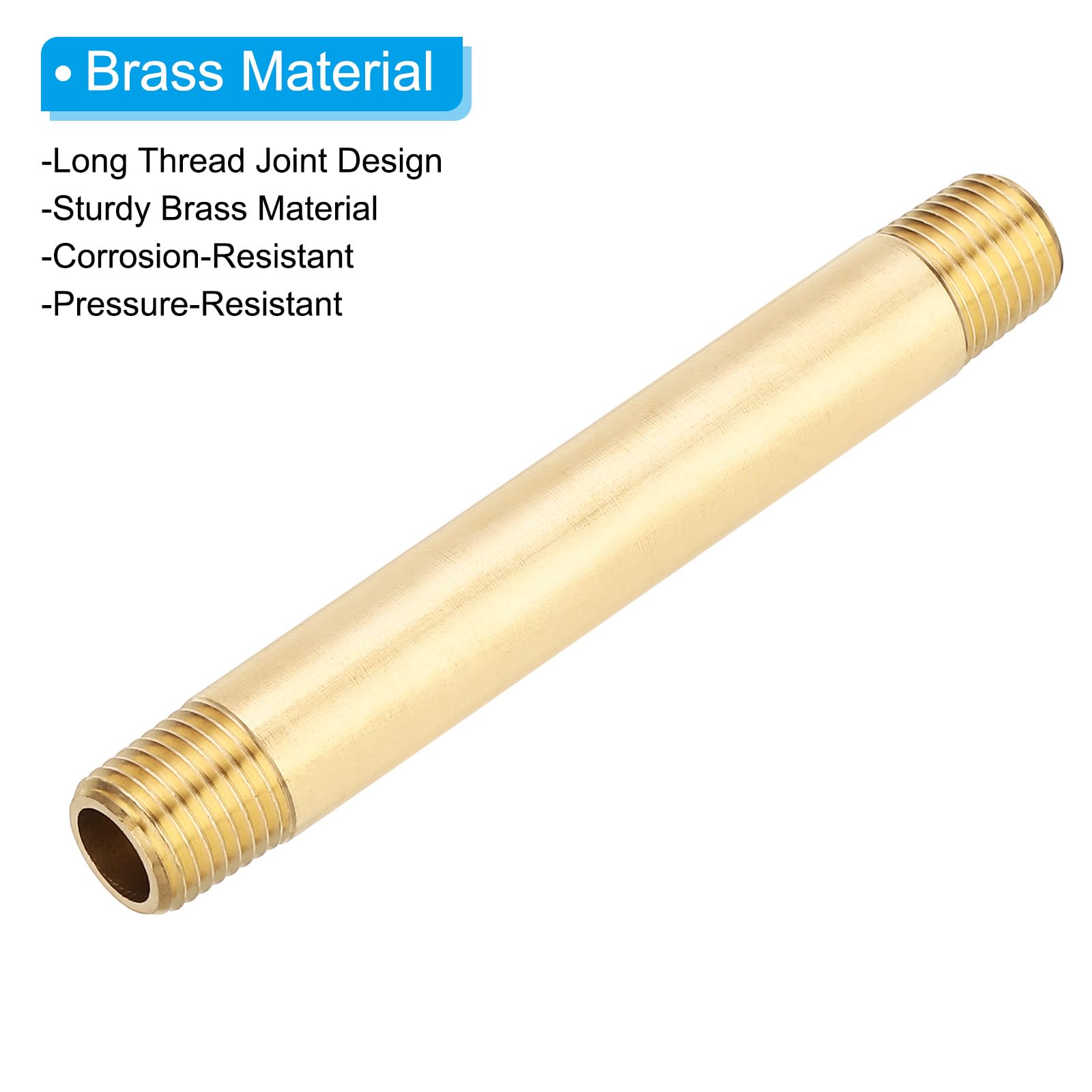 PATIKIL Raccordo Filettato Maschio In Ottone 1/4" x 1/4" NPT Prolunga Lunga, 20Pezzi Prolunga Dritta Per Collegamenti Di Carburante, Aria, Acqua, Olio, Gas, 1200PSI