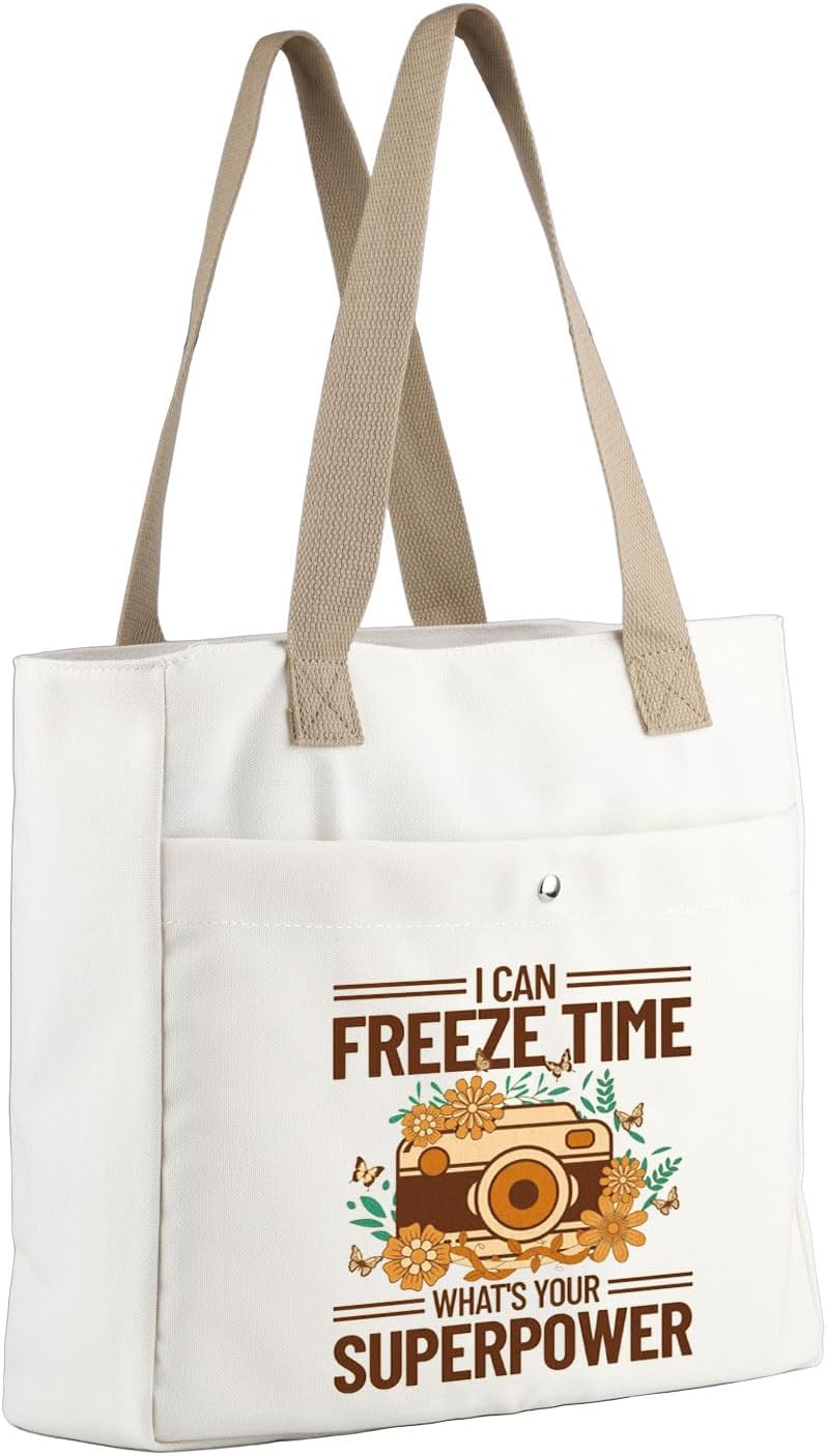 MBMSO Funny Photographer Gifts Photography Large Tote Bag I Can Freeze Time What's Your Superpower Photography Lover Gifts image 4