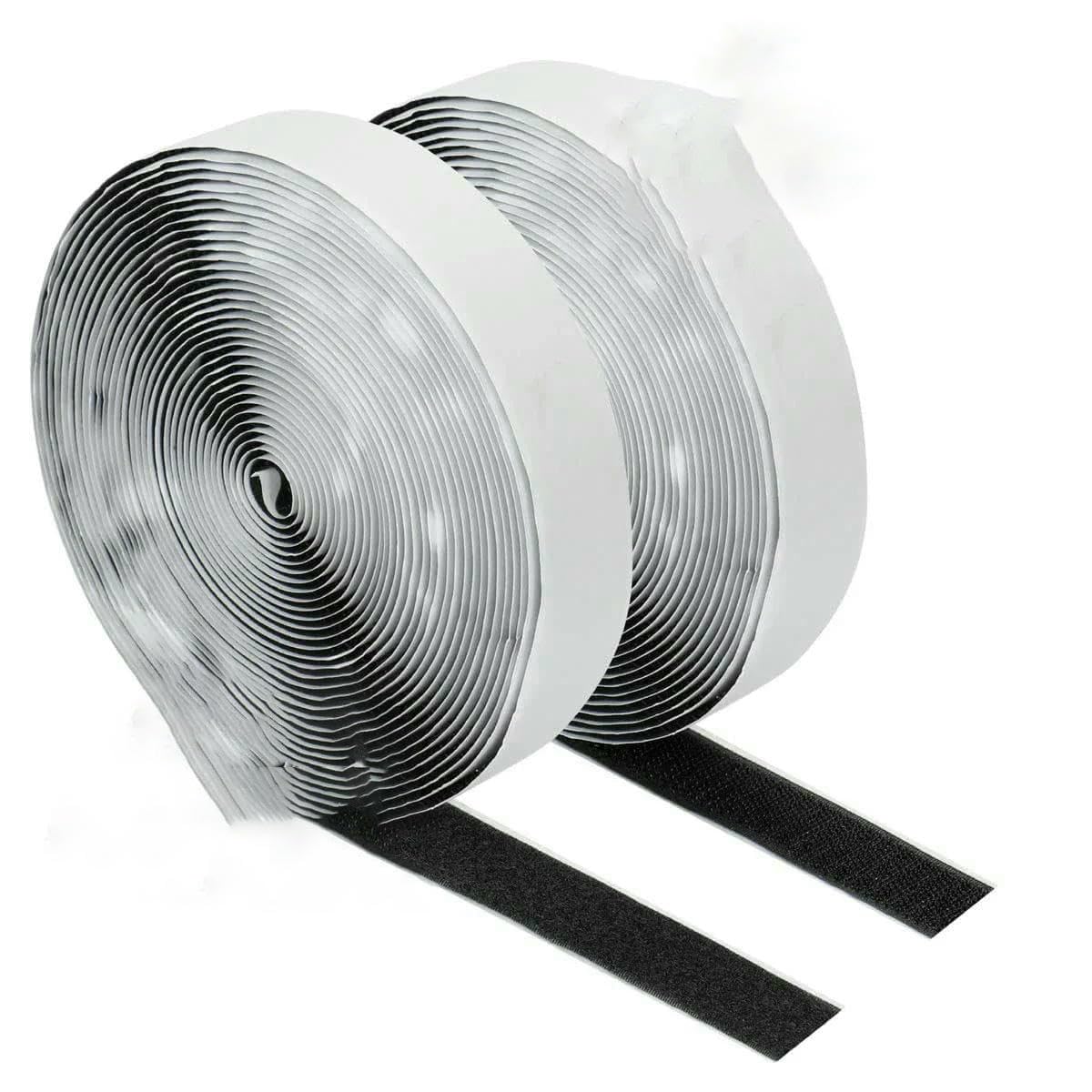 1-25M Nastro adesivo con gancio e passante per fissaggio casa fai da te Tap Auto Adesivo forte Adesivi con colla Adesivo Cinturino-Nero 25M-50mm