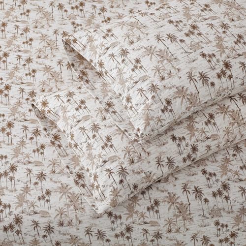 Image of Tommy Bahama - Queen Size Sheet Set, Soft Cotton Percale Bedding with Fitted Sheet and Pillowcases, Deep Pocket, Coastal Room Decor (Surfside Brown)
