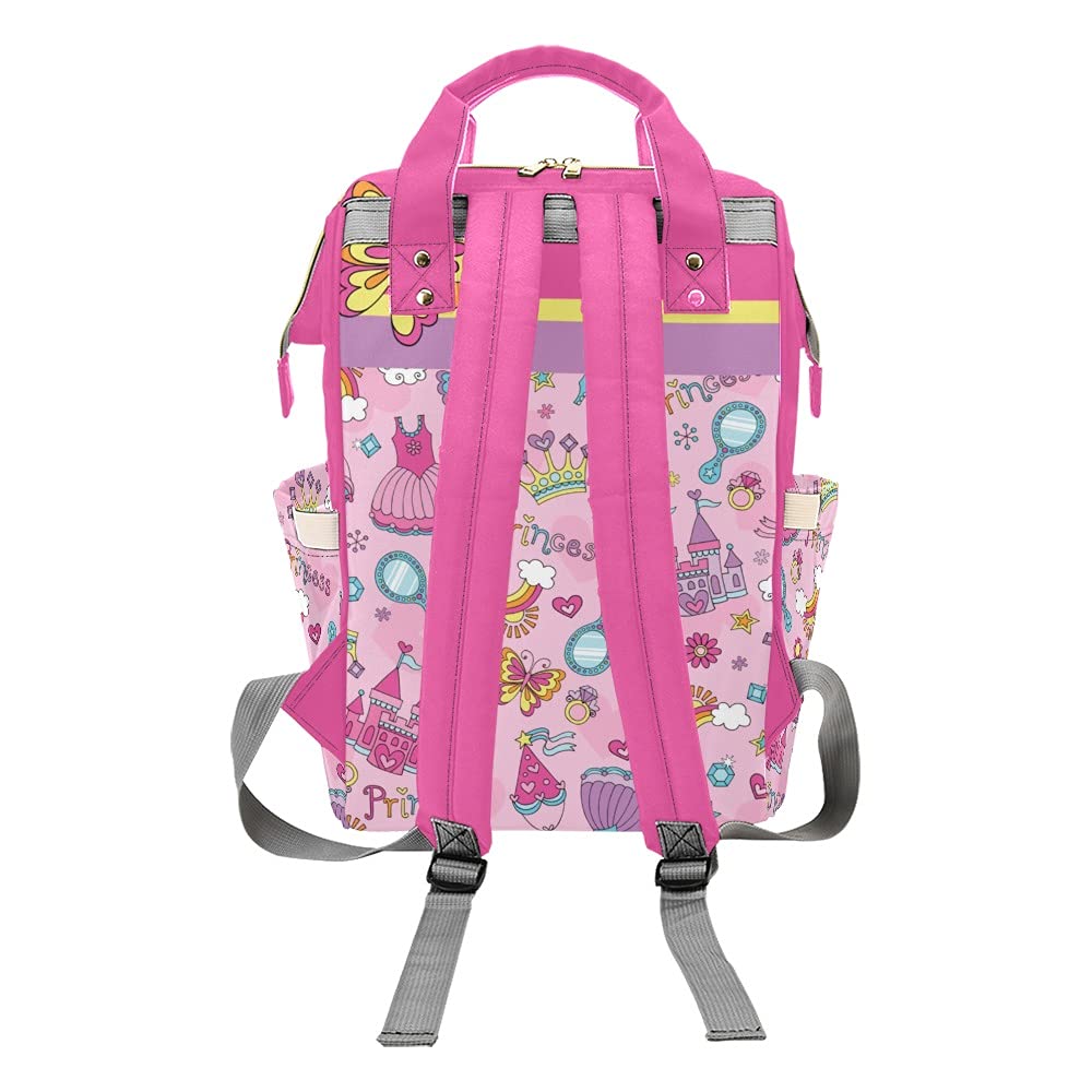 Sweet Princess Personalized Diaper Bag Backpack Tote with Name,Custom Travel Nappy Mommy Bag Backpack for Baby Girl Boy Gift, 10.83 inches * 6.69 inches* 15 inches