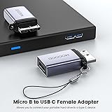 MOGOOD USB C Female to Micro B Data Charging Adapter, Micro B to USB C Data Charging Adapter for External Hard Drive, Digital Camera, Phone (2 Pack) - 4