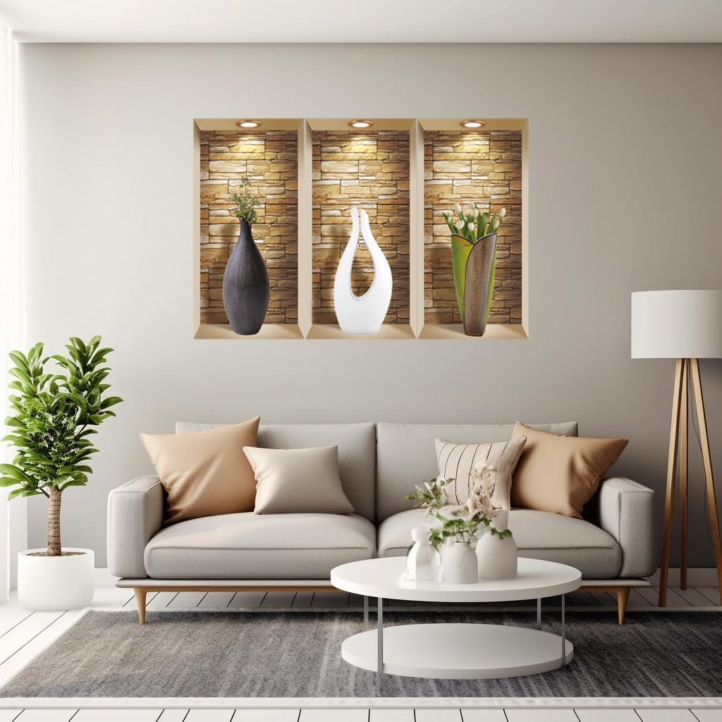 3D Wall Art, Niche Sticker Set, 3D Wall Decor, Wall Decals Living Room, Wall Decals for Bedroom, Vinyl Wall Decals, Vinyl Stickers, Wall Stickers (Wall Decals vase)