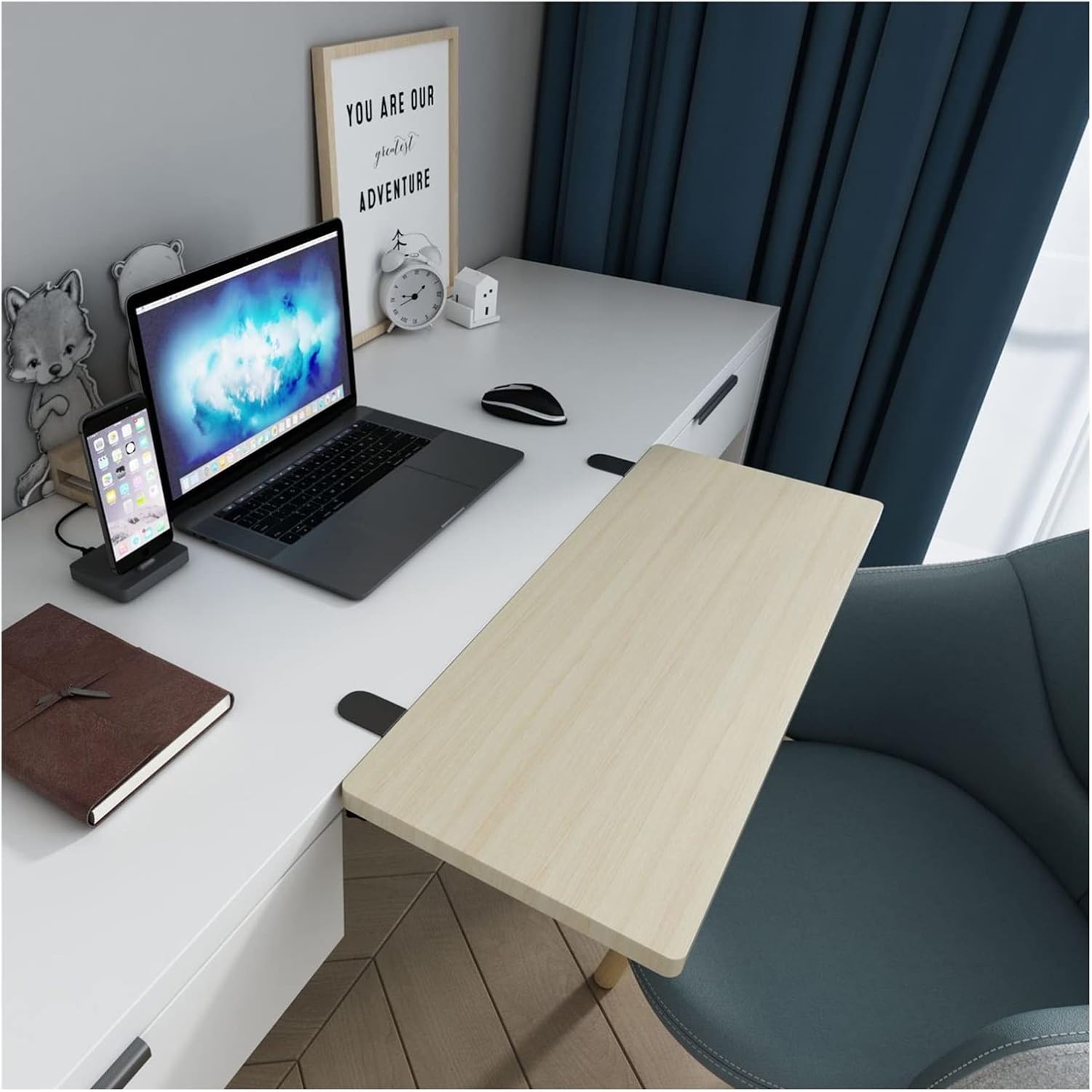 Desk Extender Ergonomic Design Large Space Foldable Structure Clamp On