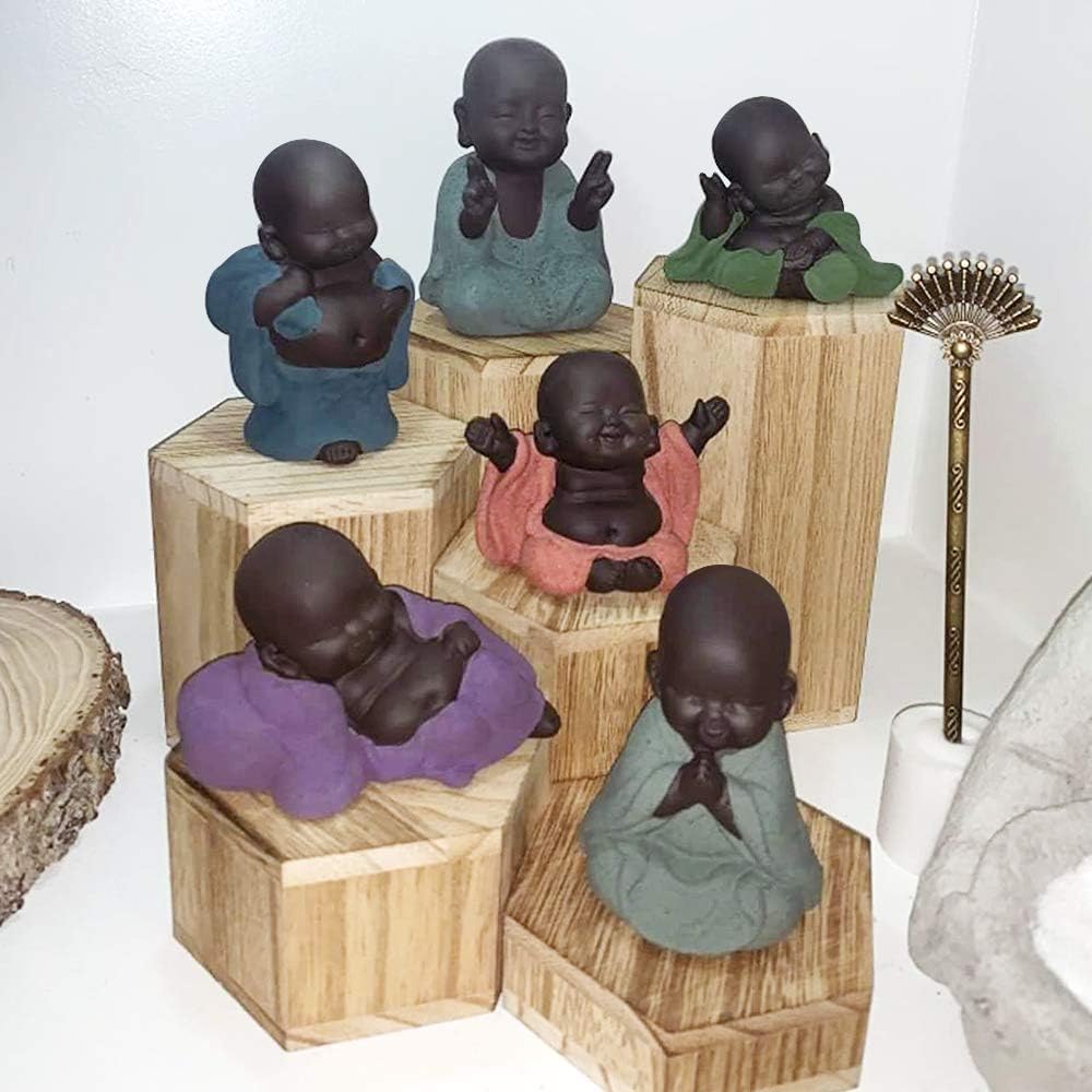 Kingzhuo A Collection of Cutie 6 Smiling Buddhas Laughing Buddha Statue Adorable Monk Figurines 6 Lovely Little Buddha Cutest Baby Buddha Great Details Giftable Make You Happy
