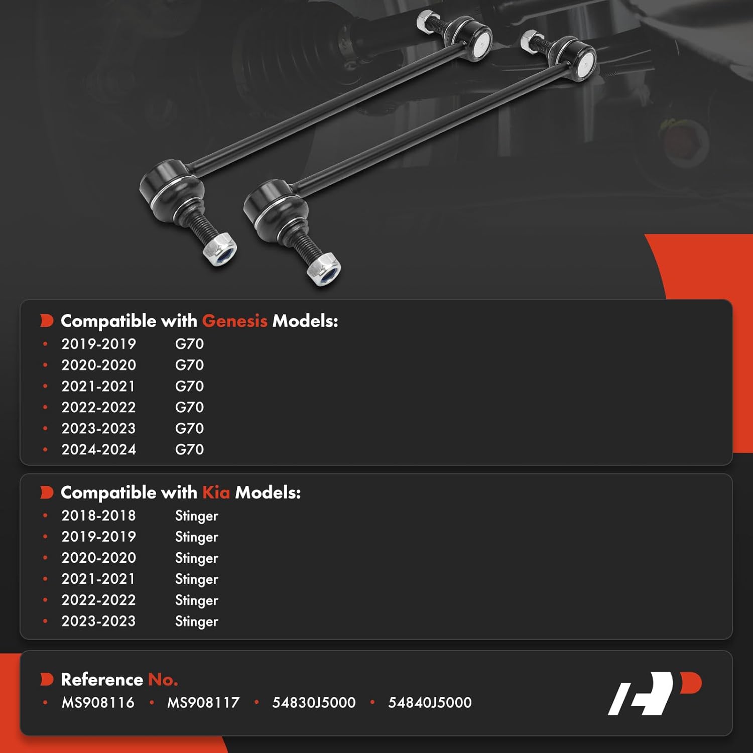 A-Premium 2 x Front Sway Bar Links Stabilizer Bar Links, Compatible with Kia Stinger 2018-2023 & Genesis G70 2019-2024