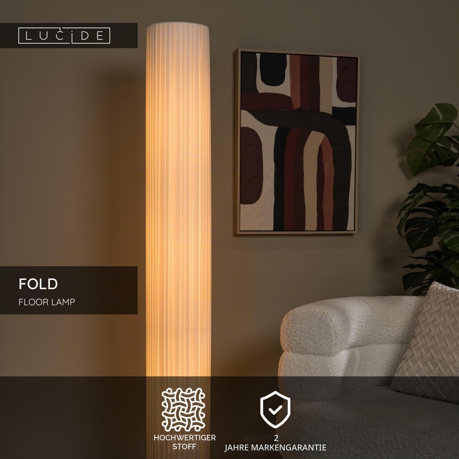 LUCIDE FOLD - Stehlampe - Ø 20 cm - 3xE27 - Weiß