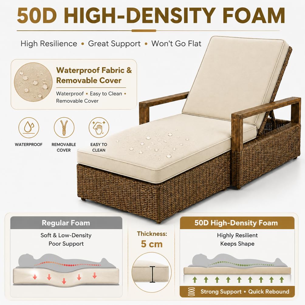 Coussin de rechange imperméable pour chaise longue - 2 sections - Housse amovible antidérapante avec 6 sangles - Idéal pour transat de jardin - Blanc - 193 x 56 x 5 cm