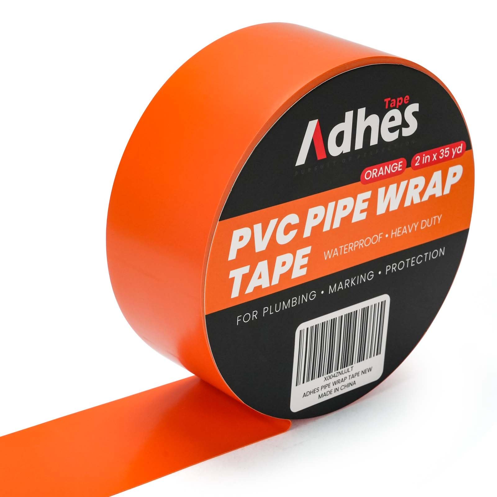 ADHES Duct tape Orange Yellow Corrosion Protection Pipe Tape, 50MM X 32M PVC Weatherproof Wrap Heavy Duty Duct Tape for Drain Pipe,Outdoor Insulation, Underground Pipe