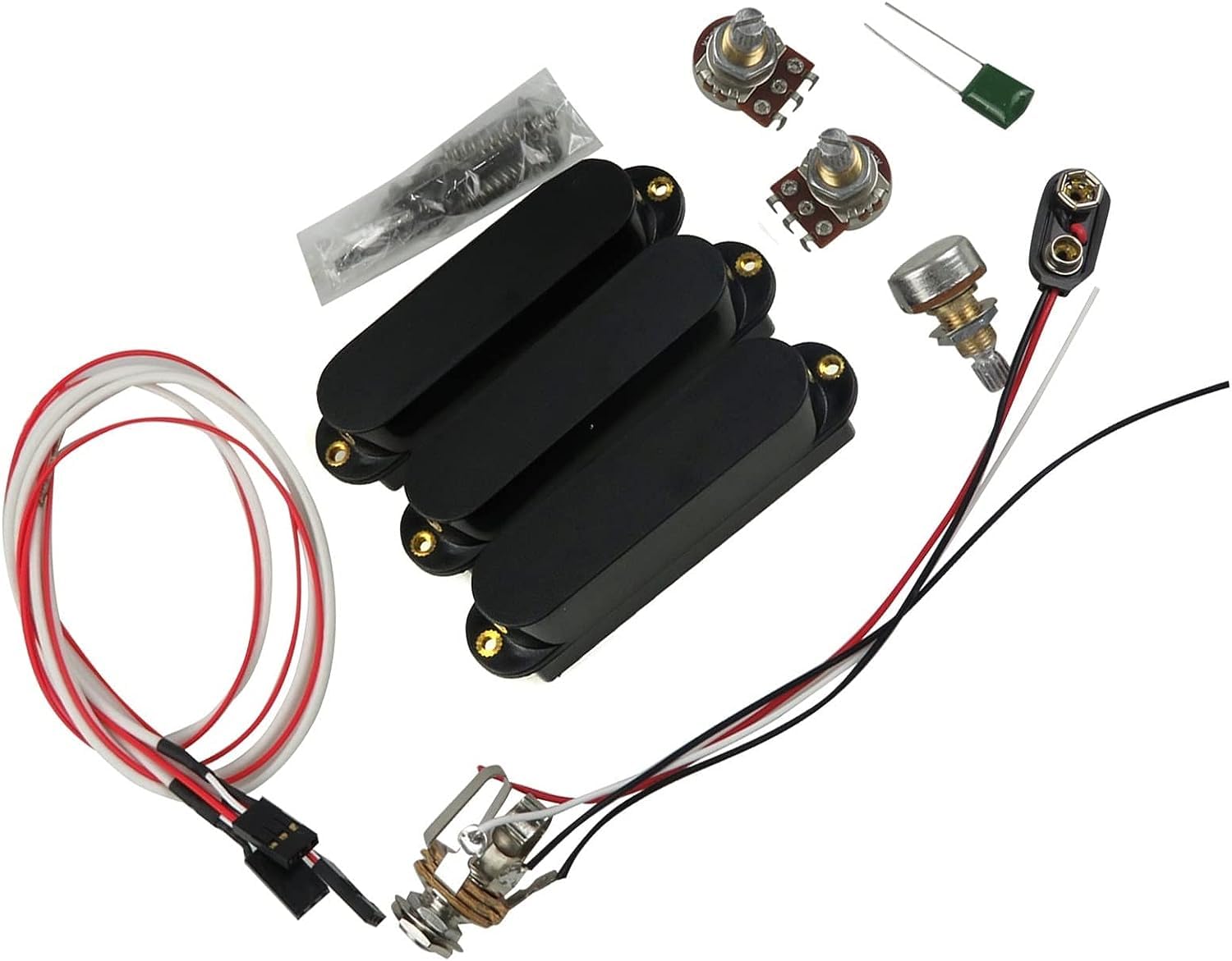 Pickup für Akustikgitarre, Pickup für Gitarre Pickup Aktive Single-Coil mit Zubehör-Set für Töpfe für den Austausch von E-Gitarrenteilen für ST Gitarre