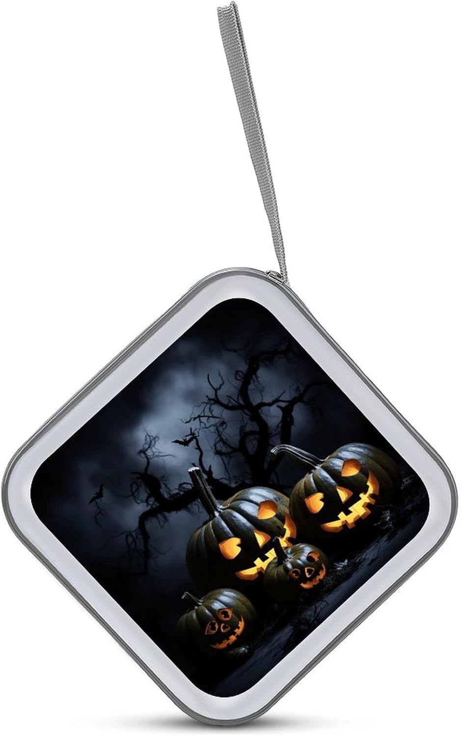 Halloween with Pumpkins CD Case 40 Capacity DVD Cases for Car Portable CD Boxes Holder with Zipper Protective DVD Box with Handle for Blu Ray Movie Music Audio Disk image 3
