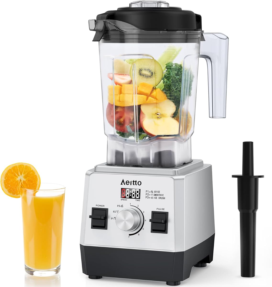 Aeitto Blenders for Kitchen with 68Oz. Large Capacity, 1800W Max Power Smoothie blender, 3 Preset Programs & 7 Speeds, Professional Countertop Blender for Smoothies, Frozen Drinks, Generation1 Silver