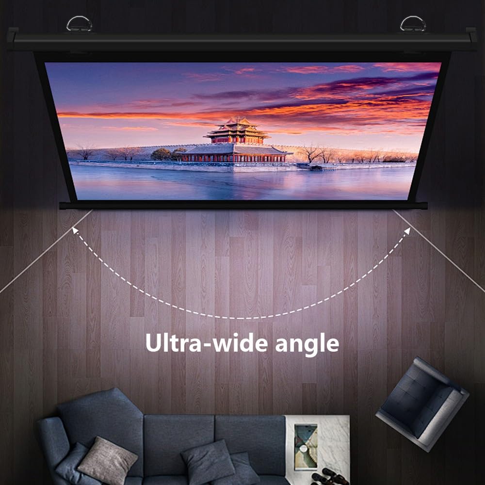 Schermo Per Proiettore 72 Pollici HD 4K Manuale Telo Proiettore Avvolgibile Montato A Parete/soffitto Con Gancio Per Home Theater Cinema Ufficio Film TV Gioco(4:3,40in)