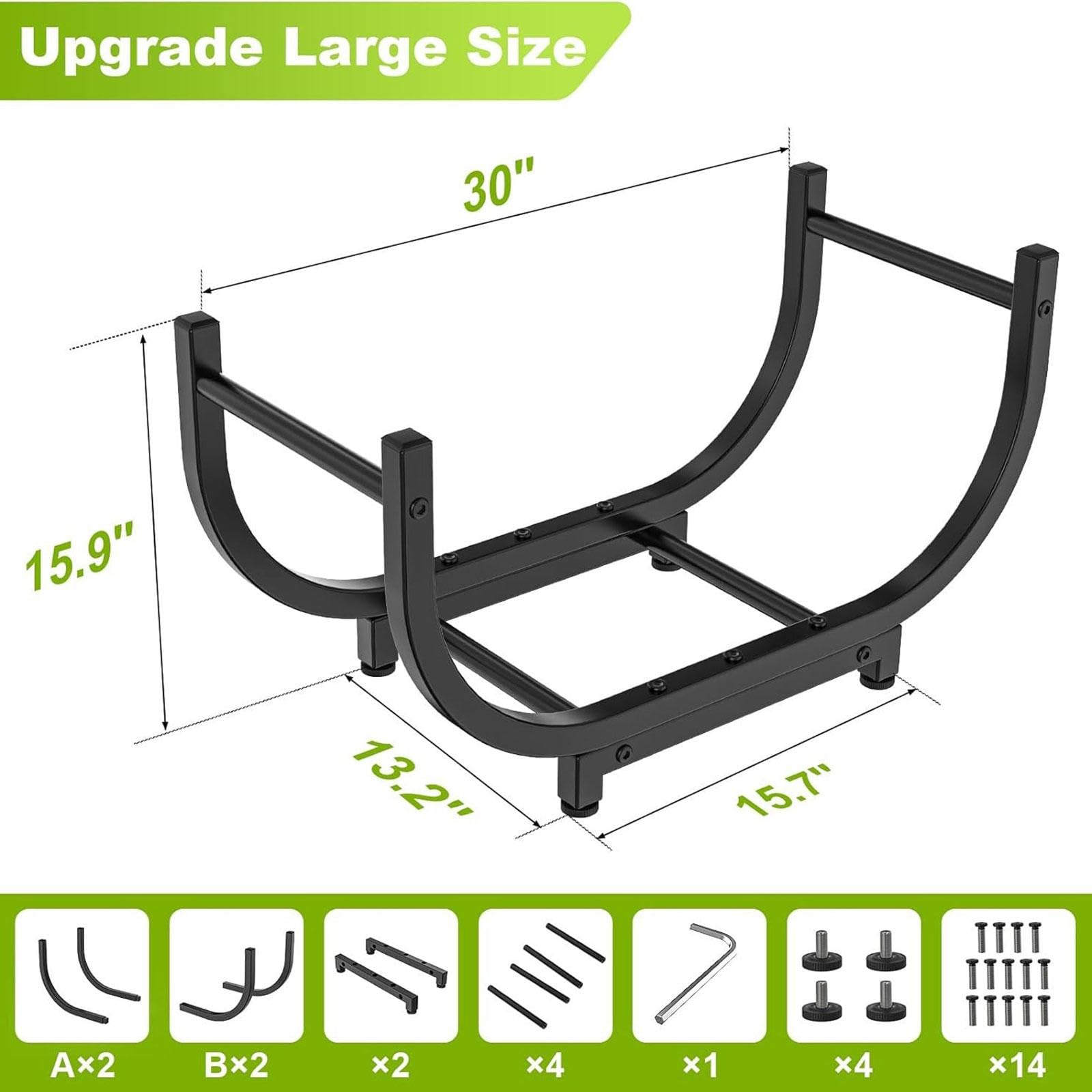 Porte-bûches Robuste en Fer avec Support à Bois pour Cheminée Rangement à Bûches Organisateur de Bûches Conception Légère Surface Antirouille Adapté