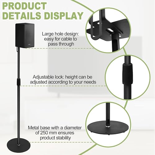 Supporto Altoparlante Regolabile 73-140cm, Stand da Pavimento 2 Pezzi - 5
