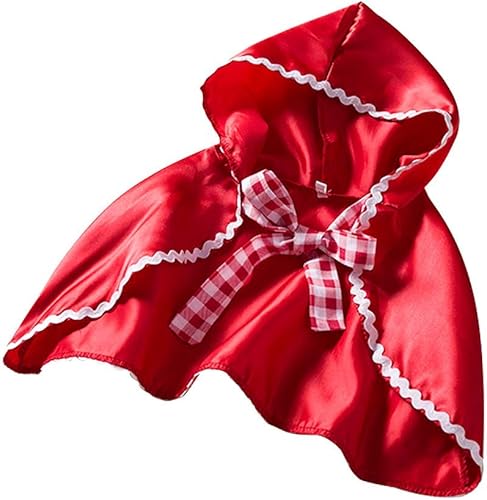 Miniatura 6 de IMEKIS Disfraz de Caperucita Roja para Niñas, Vestido Capa Capa Halloween Cosplay Niños Deluxe Cuento de Hadas Conjunto