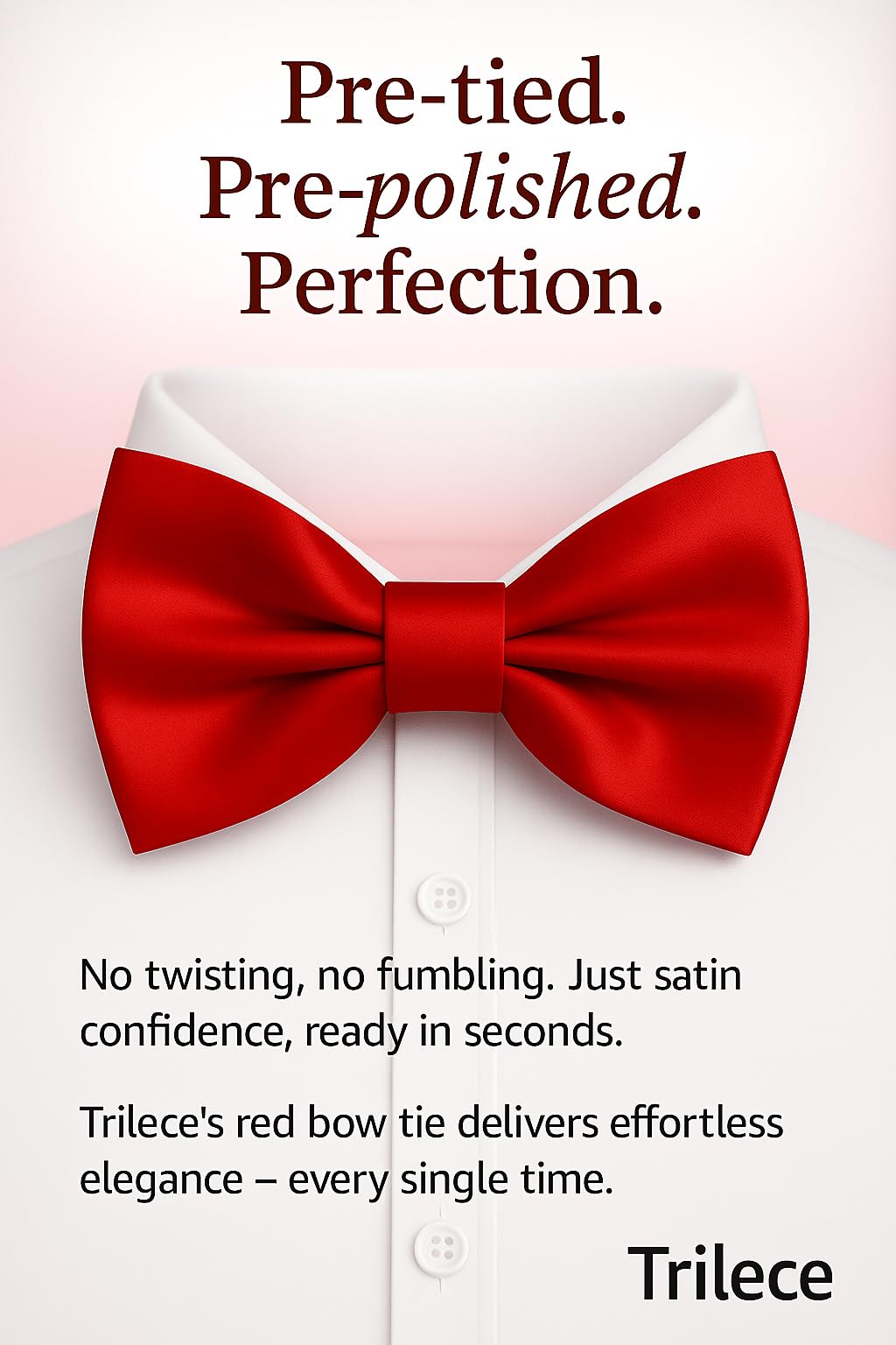 trilece Bow Ties for Men - Men's Solid Pretied Clip on Bowties for Formal Wear - Adjustable Bow Tie - Bow ties for Woman, Red, Standard - Image 7 thumbnail
