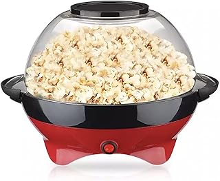 ポップコーンメーカー、ポップコーンメーカー砂糖と油を備えたポップコーンメーカー取り外し可能な加熱面、焦げ付き防止コーティング、蓋,赤