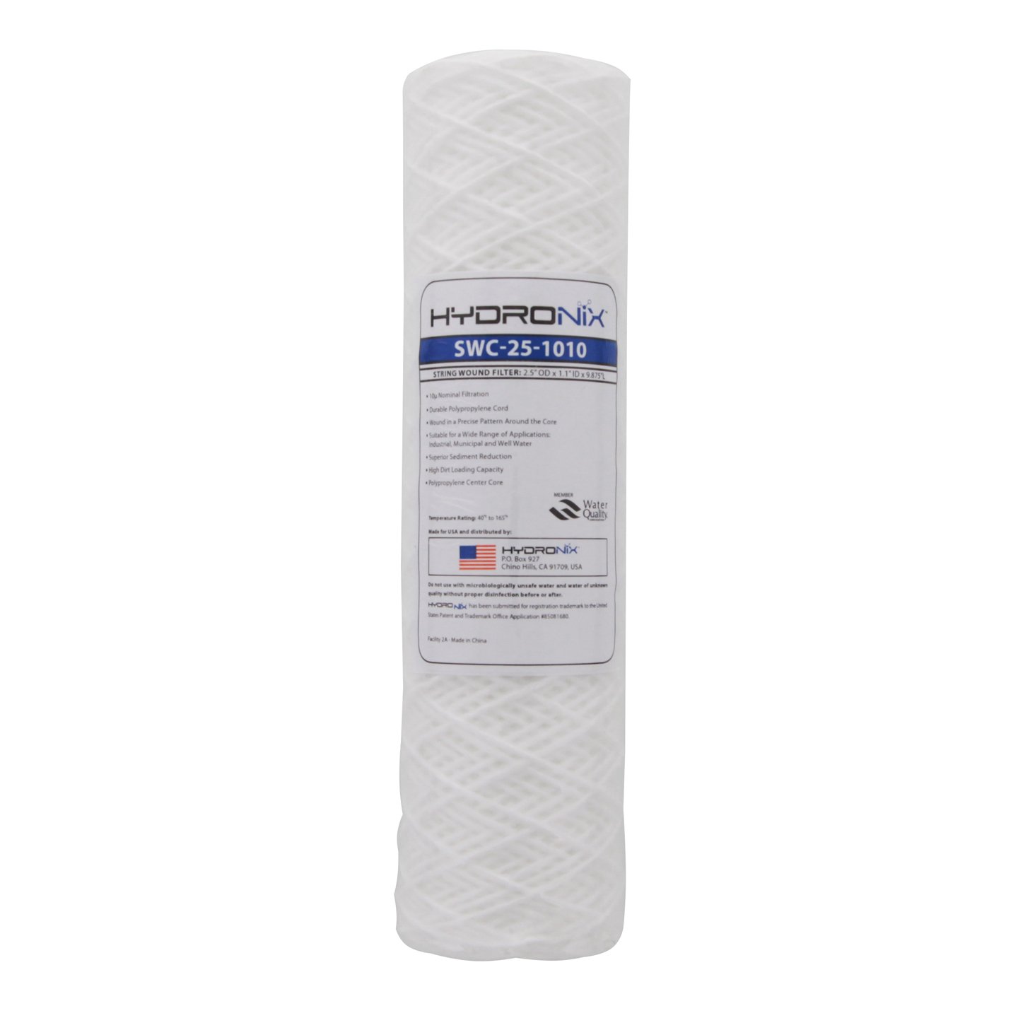 Hydronix SWC-25-1010 Universal Whole House String Wound Sediment Water Filter Cartridge 2.5" x 10" - 10 Micron