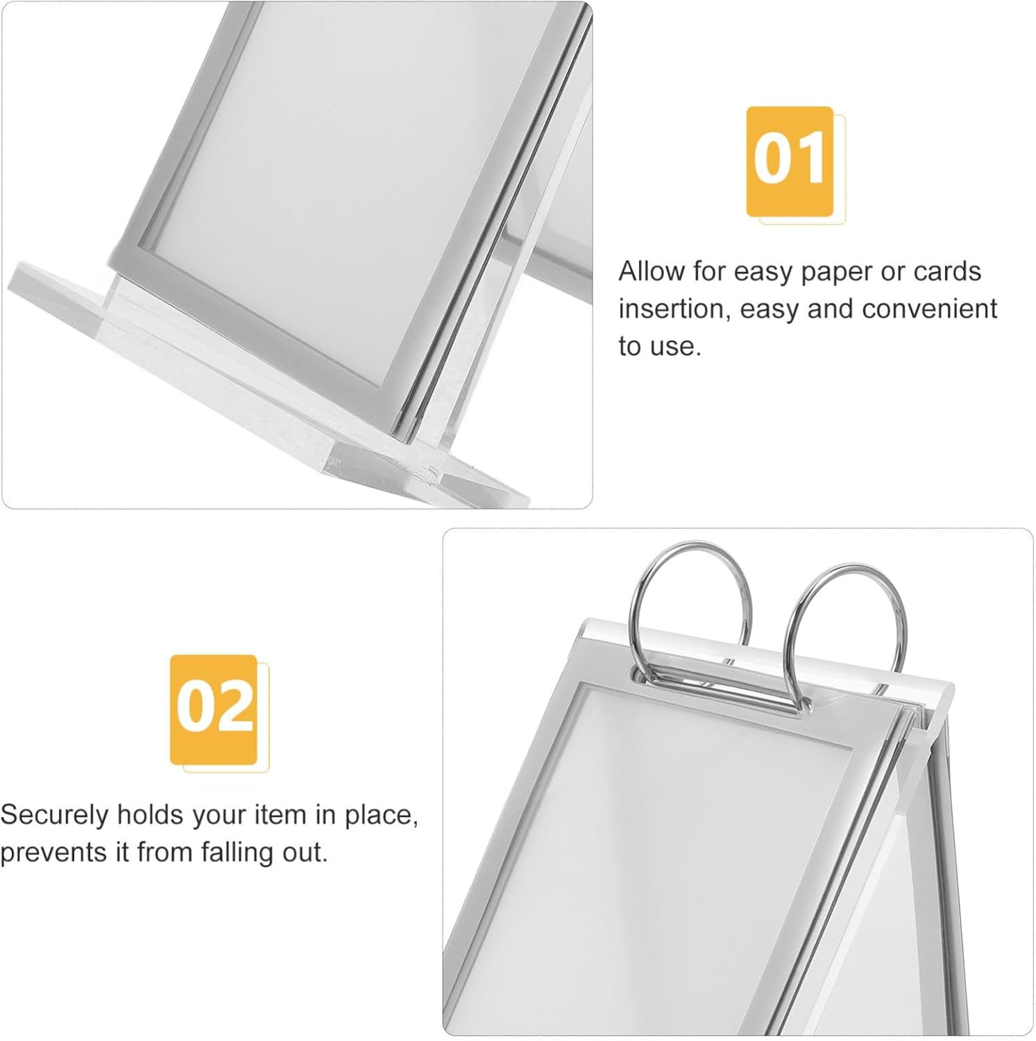 Tofficu 4pcs Display Stand for Hotels Vertical Sign Holder Acrylic Menu Display and Secure Base