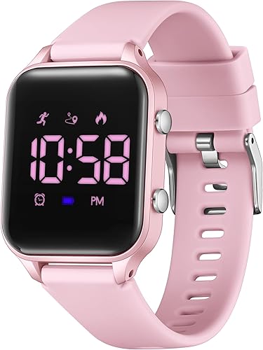 Relojes digitales para niños y niñas, reloj deportivo con rastreador de fitness, podómetro, reloj despertador, cronómetro, no necesita aplicación,