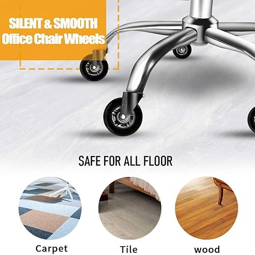 Miniatura 14 de Ruedas para silla de oficina de 3 pulgadas, ruedas de goma de repuesto, ruedas de escritorio para juegos de computadora de alta resistencia, rueda