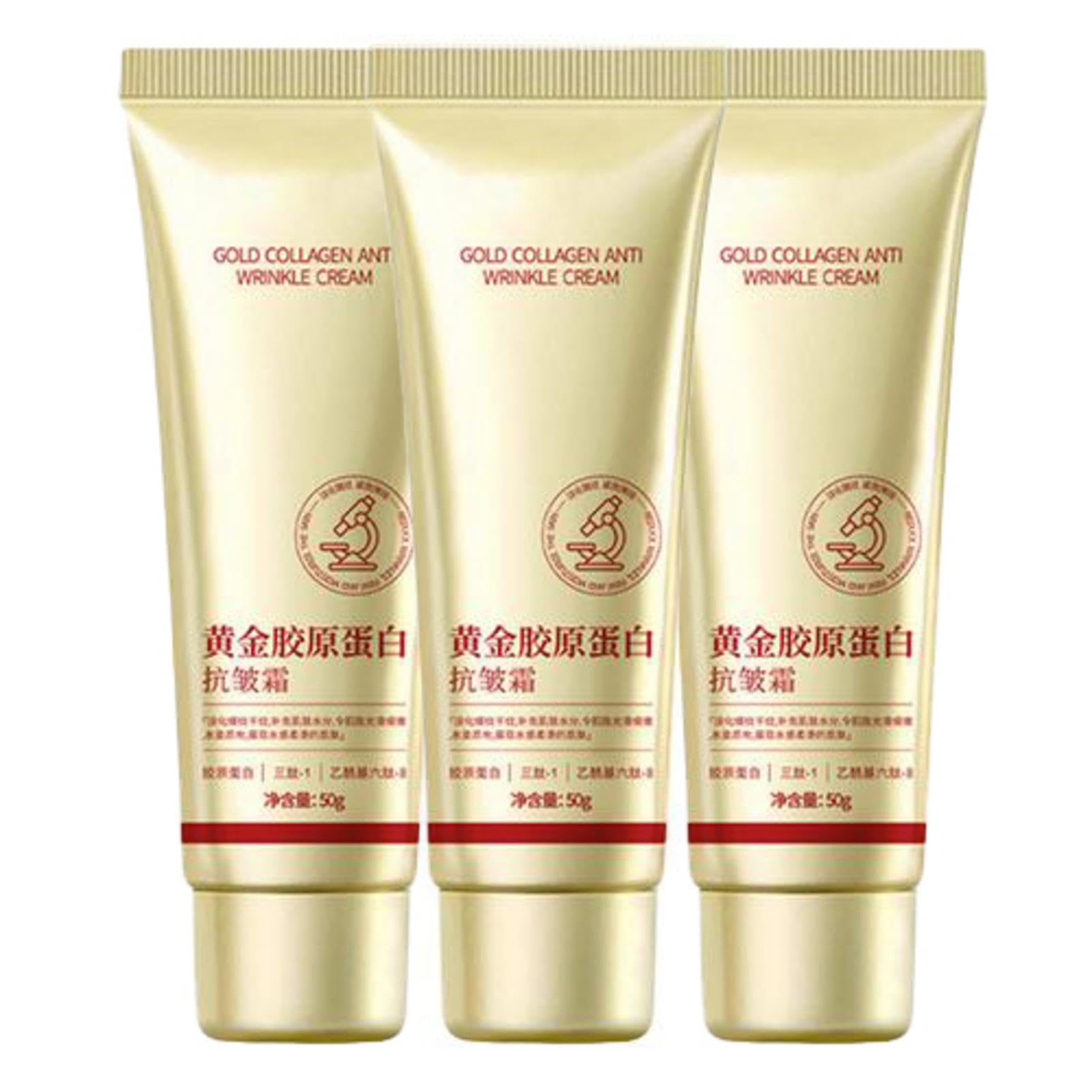 Crema De Colágeno Dorado, 50 G 3 P-cs Crema Hidratante Facial De Colágeno Crema Hidratante Facial De Colágeno Dorado Crema Antiarrugas Crema Reafirmante Para La Piel Tensor Facial