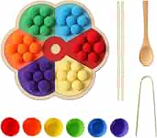 Amazon | 箸トレーニングおもちゃ 虹の積み木 木製パズル 形